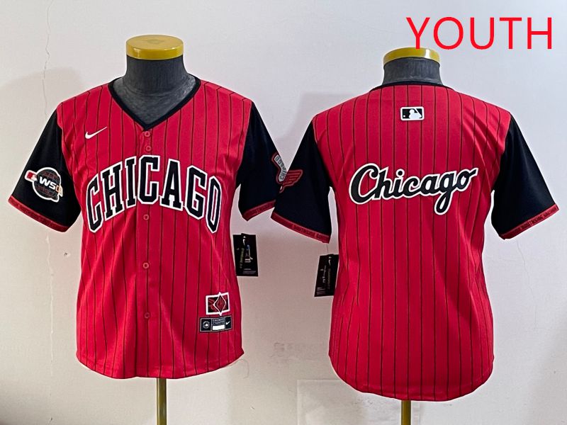 Youth Chicago White Sox Blank Red Stripe Joint Name Nike 2025 MLB Jersey style 16